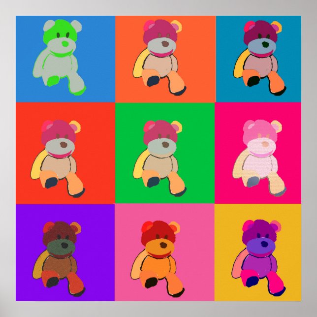 Teddy Bear Pop Art Poster (Front)