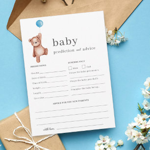 Teddy Bear Prediction and Advice Baby Shower Invitation