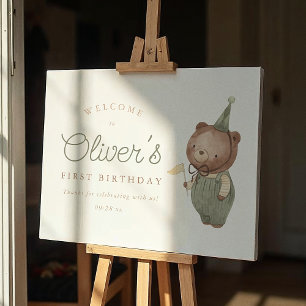 Teddy Bear Première fête d'anniversaire Affiche de