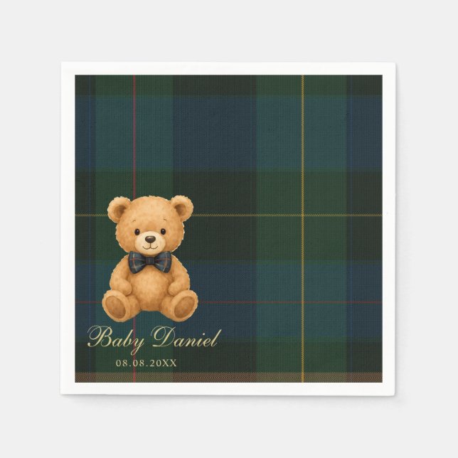 Teddy Bear Preppy Baby Shower Napkin (Front)