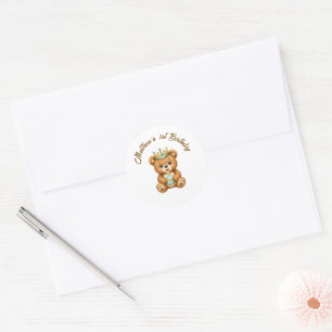 Teddy Bear Prince 1st Birthday Boy Sticker