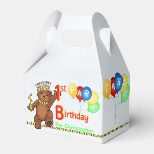Teddy Bear Prince 1st Birthday Party Custom Favor Box