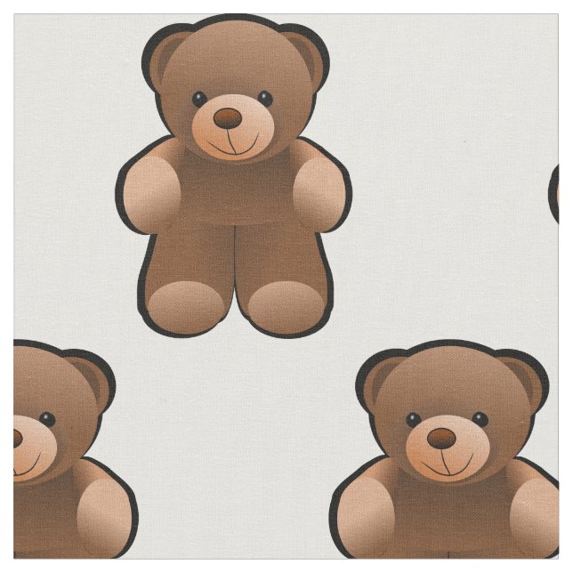 Teddy Bear Print Fabric Material (Close Up)