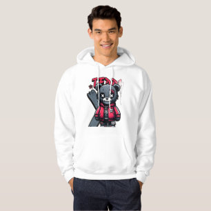 Teddy bear print hoodie in graffiti style