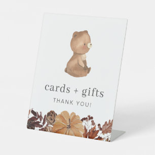 Teddy Bear Pumpkin - 1st Birthday - Cards + Gifts Pedestal Sign