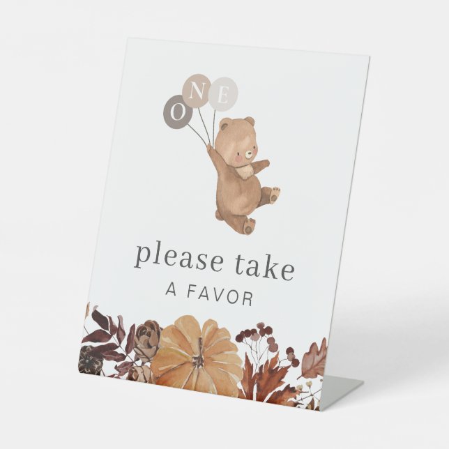 Teddy Bear Pumpkin - 1st Birthday - Favour Sign (Front)