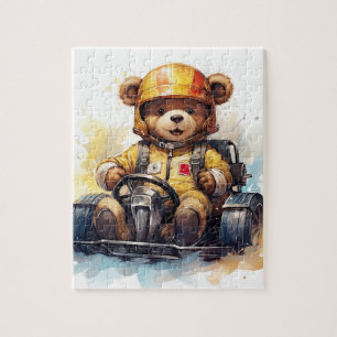 Teddy Bear Racing Car Driver puzzel Jigsaw Puzzle