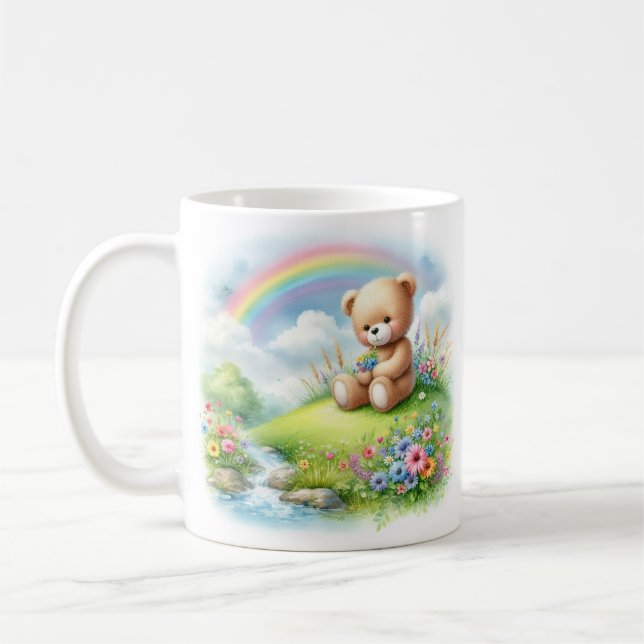 Teddy Bear Rainbow Coffee Mug (Left)