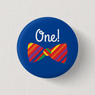 Teddy Bear Rainbow Cute 1st Birthday Party 1 Inch Round Button
