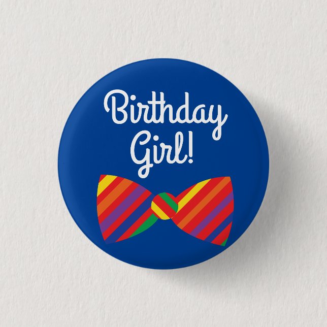 Teddy Bear Rainbow Cute 1st Birthday Party 1 Inch Round Button (Front)