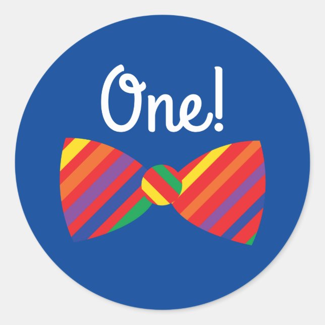Teddy Bear Rainbow Cute 1st Birthday Party Classic Round Sticker (Front)