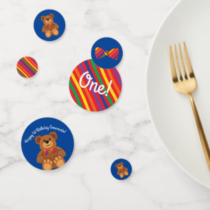 Teddy Bear Rainbow Cute 1st Birthday Party Confetti