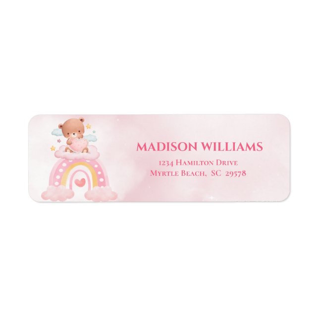 Teddy Bear Rainbow Girls Baby Shower (Front)