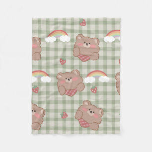 Teddy Bear & Rainbow Sherpa Blanket