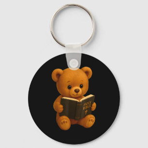 Teddy Bear Reading A Bible Christian Religious Chu Keychain