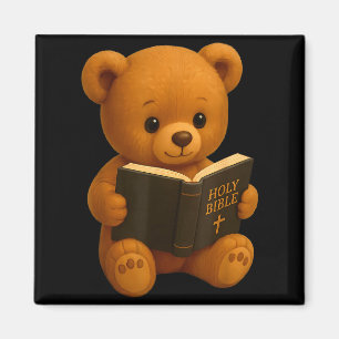 Teddy Bear Reading A Bible Christian Religious Chu Magnet