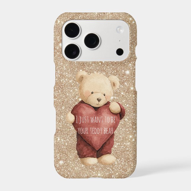Teddy Bear Red Heart Gold Glitter (Verso)