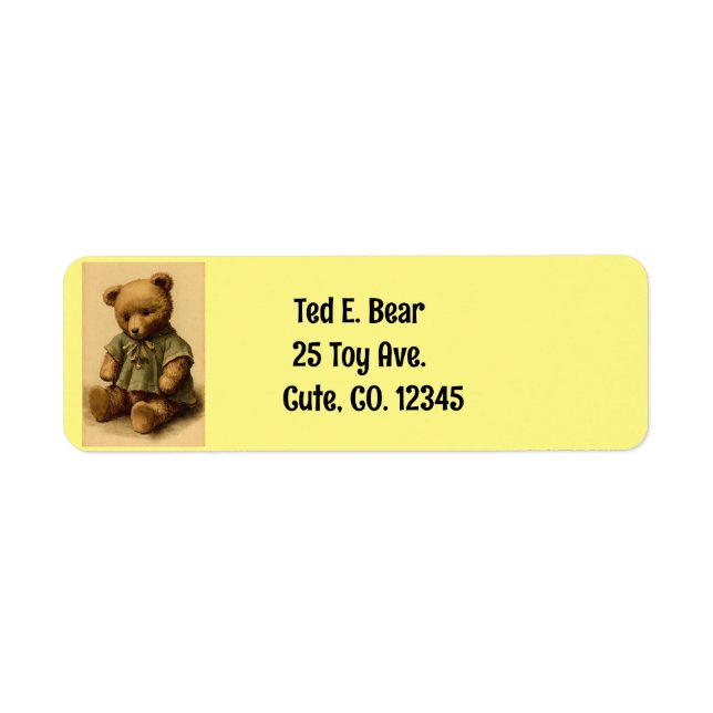 Teddy Bear Return Address Label (Front)