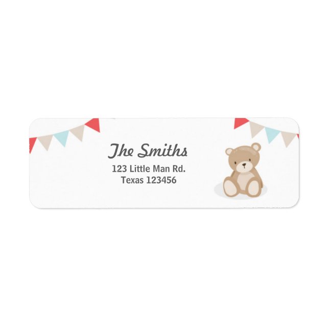 Teddy Bear Return Address Labels White (Front)