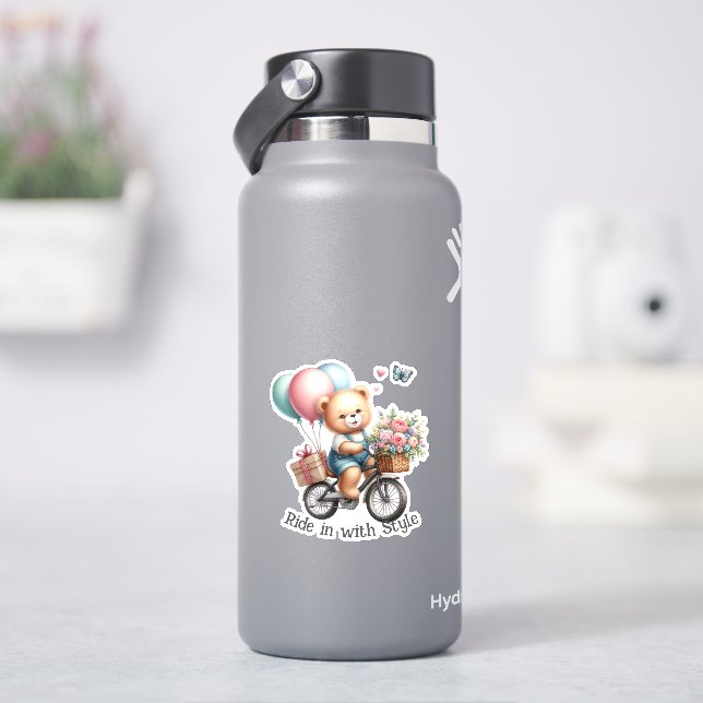 Teddy Bear riding a bicycle (HydroFlask)