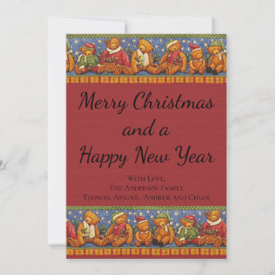 Teddy Bear Rustic Country Christmas Card