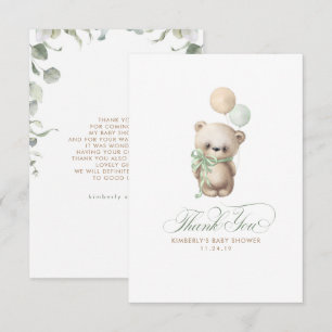 Teddy Bear Sage Baby shower vert Merci