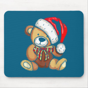 Teddy Bear Santa Hat Christmas Pajama Cute X-mas B Mouse Pad