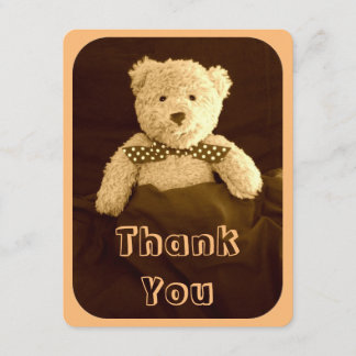 Teddy Bear Sepia Tone Baby Shower Thank You Card