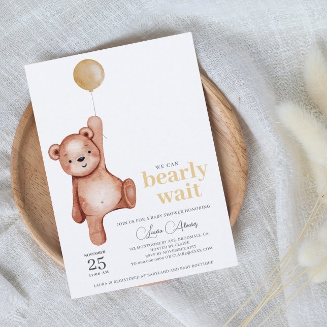 Teddy Bear Sexe Baby shower neutre Invitation (Créateur téléchargé)