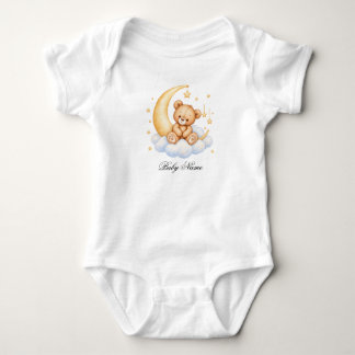 Teddy Bear Sitting Baby Custom Monogram Onesie