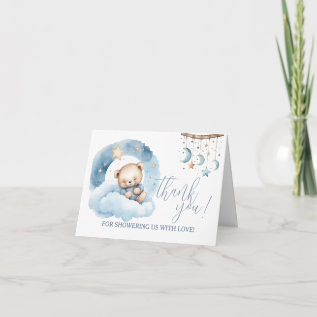 Teddy Bear Sleeping on a Cloud Thank You Note Invi Invitation (Front)