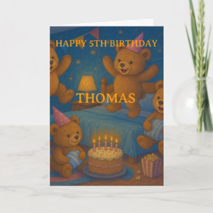 Teddy Bear Slumber Party Custom Birthday Card