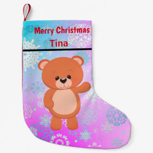 Teddy bear small christmas stocking