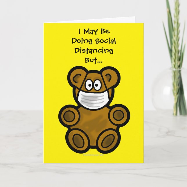 Teddy Bear Social Distancing Carte de voeux (Devant)