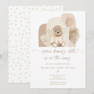 Teddy Bear Some Beary Cute Boho Baby Shower Invitation