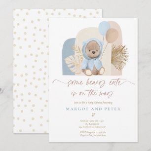 Teddy Bear Some Beary Cute Boho Baby Shower  Invitation