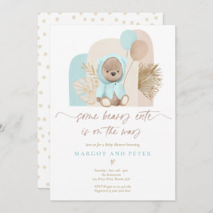 Teddy Bear Some Beary Cute Boho Baby Shower  Invitation