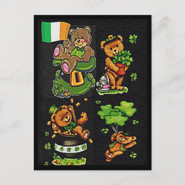 Teddy Bear St. Patrick's Day Collection Postcard (Front)