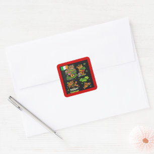 Teddy Bear St. Patrick's Day Collection Square Sticker