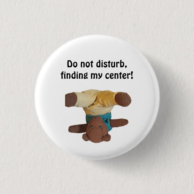 Teddy bear standing on it's head 1 inch round button (Front)