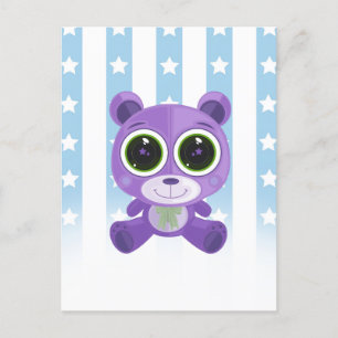 Teddy Bear - Star Eye Purple Postcard
