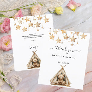 Teddy bear stars tent baby shower thank you card