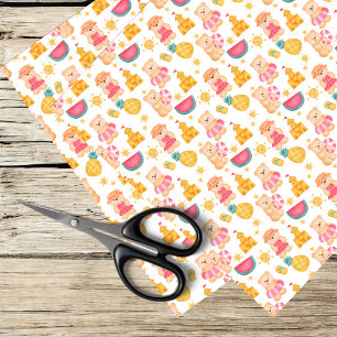 teddy bear summer fun tissue paper