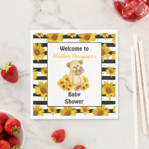 Teddy Bear Sunflower Baby Shower Napkin