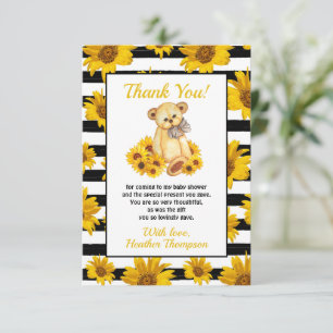Teddy Bear Sunflower Baby Shower Thank You Card