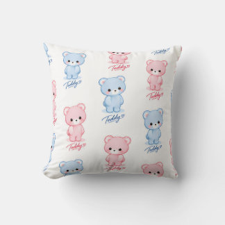 Teddy Bear Sweet Childhood Throw Pillow