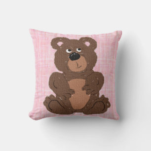 Teddy Bear T Pink Throw Pillow