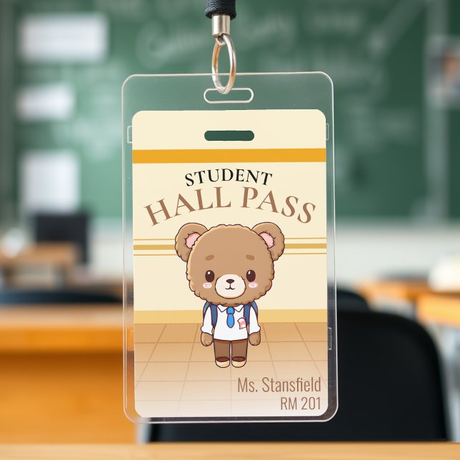 Teddy Bear Teacher School Classroom Hall Pass Badge (Teddy Bear Teacher School Classroom Hall Pass Badge
)