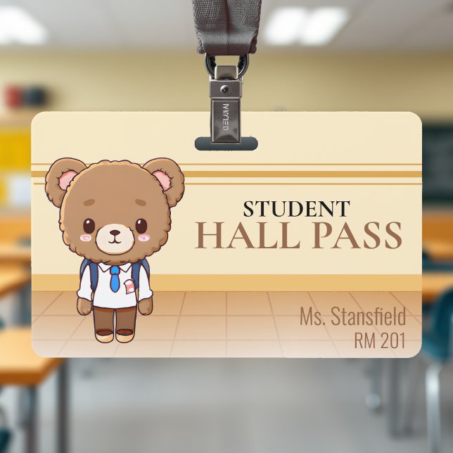 Teddy Bear Teacher School Classroom Hall Pass Badge (Teddy Bear Teacher School Classroom Hall Pass Badge
)