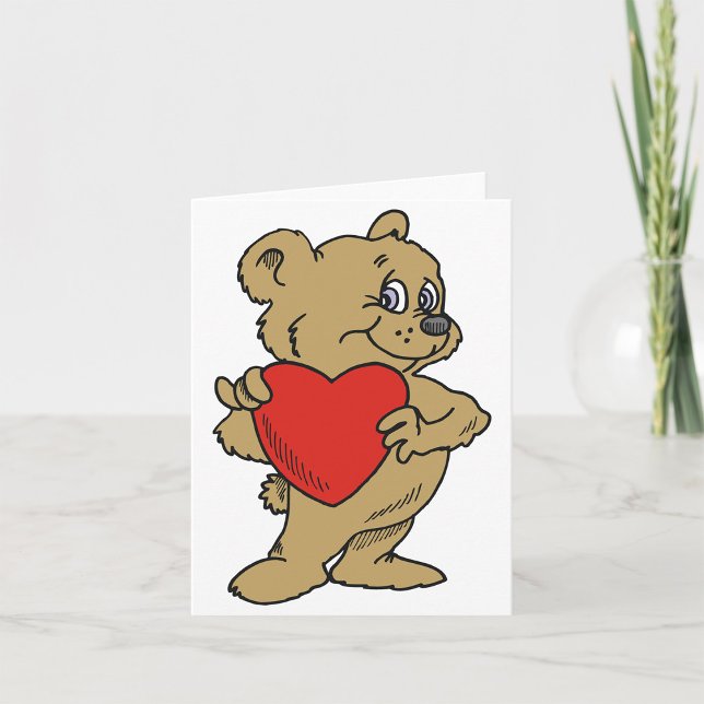 Teddy Bear Tenant Une Cartes De Notes Du Coeur Rou (Créateur téléchargé)